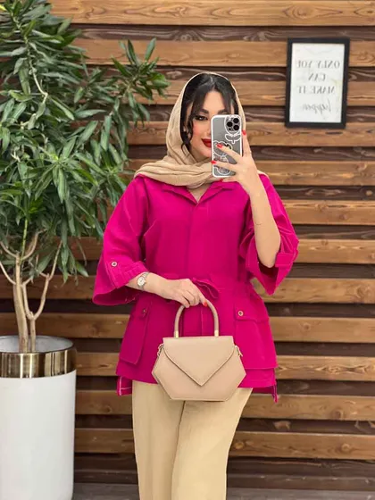مانتو دکمه مخفی بغل جیب