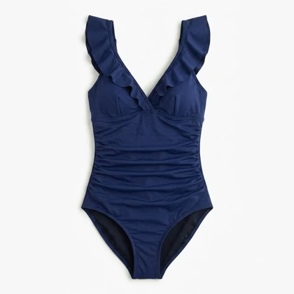 مایو یک‌تکه زنانه CUPSHE مدل Navy V-Neck Ruched One Piece
