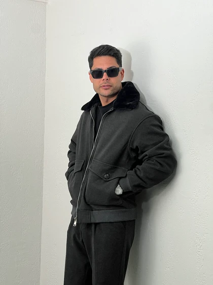 کاپشن مردانه فوتر یقه خز mc