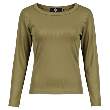 بلوز آستین بلند زنانه پپا مدل Roundneck رنگ سبز زیتونی