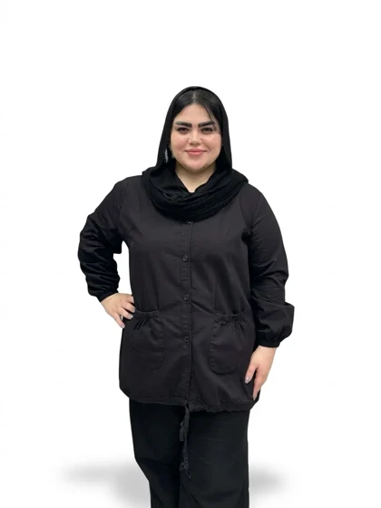 مانتو کتان یقه شکاری سایز بزرگ زنانه