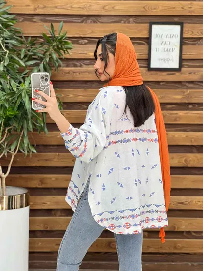 مانتو شومیزی گلدوزی مثلثی