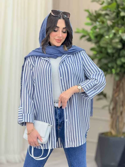 مانتو راه راه تک جیب سارینا