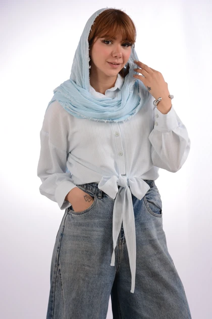 شومیز گره‌ای لینن ملانژ عسل