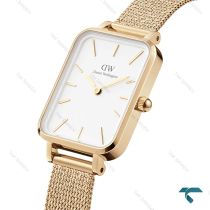 ساعت زنانه دنیل ولینگتون حصیری مستطیلی طلایی صفحه سفید DW-6646-L