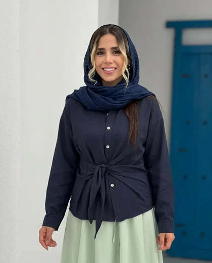 شومیز جلو گره‌ای وارداتی زنانه مدل فشن
