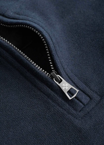 پلیور مردانه آستین بلند نیم زیپ سرمه‌ای