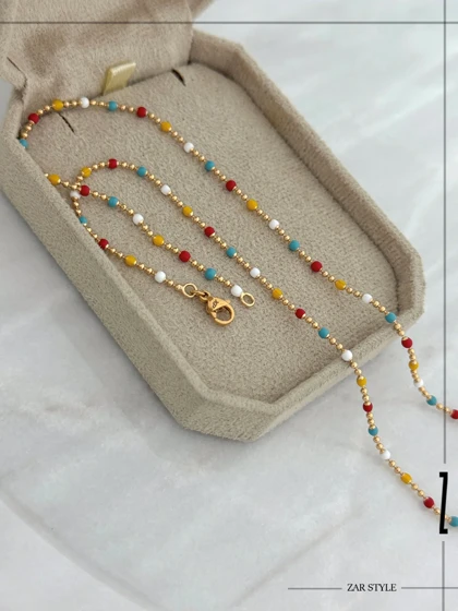 گردنبند مهره‌ای میناکاری دو گوی