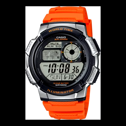 ساعت دیجیتال مردانه کاسیو مدل Casio AE-1000W-4BV با عمر باتری 10 ساله و ساعت جهانی