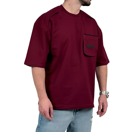 تیشرت آستین کوتاه مردانه جگری جیب‌دار مدل stwd