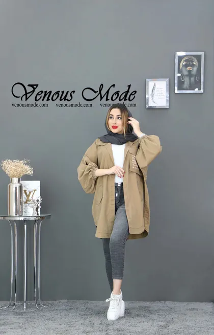 مانتو جین رنگی جیب چاپی