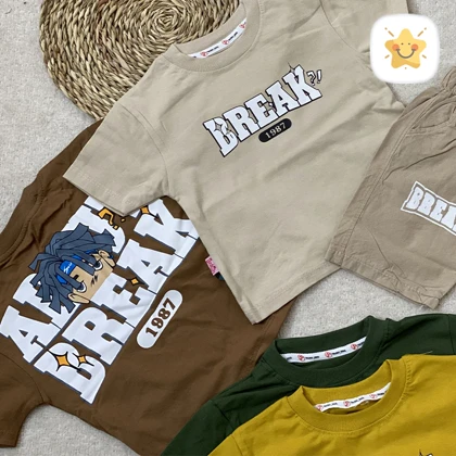 تیشرت شلوارک کتان پسرانه BREAK مناسب 1 تا 8 سال