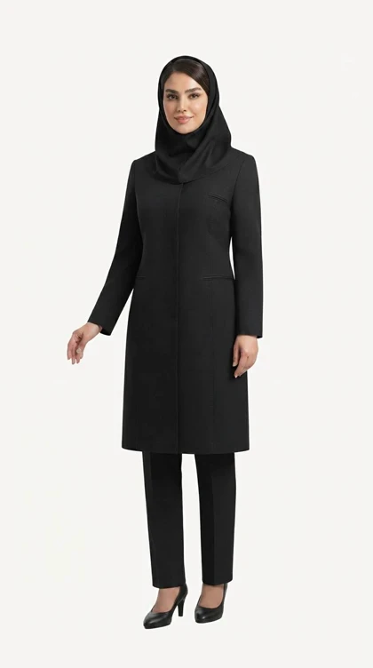 مانتو شلوار اداری کوشان ویگاس یقه گرد بانتودوزی کد 8130