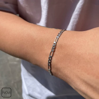 دستبند نقره مردانه فیگارو کد 0353229