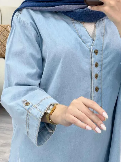 مانتو جین چهاردکمه زاپ‌دار