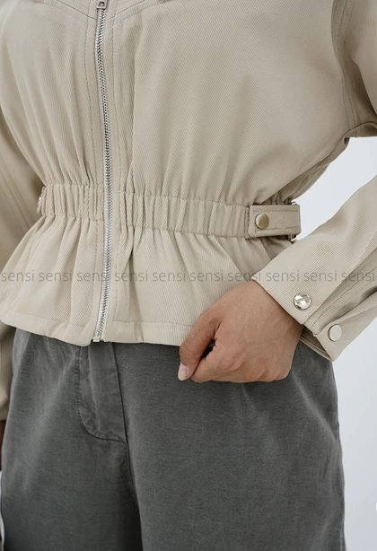 ترنچ کت عروسکی جلوزیپ آستر دار کد1006727