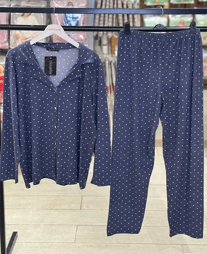 بلوز شلوار سایز بزرگ جلو دکمه‌ای سیاه اینچه کد24341