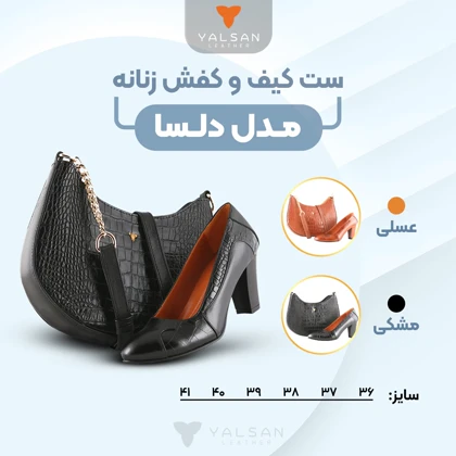 ست کیف و کفش زنانه چرم یلسان مدل دلسا کد 904-ANA-GC