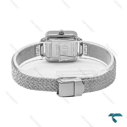 ساعت دنیل ولینگتون زنانه مربعی حصیری صفحه صورتی DW-7126-L