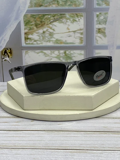 خرید عینک آفتابی پرسول مدل P6813 سایز 50 فریم کائوچو سبک عدسی پلی‌کربنات UV400 پلاریزه مخصوص رانندگی