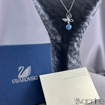 گردنبند سواروسکی مدل پروانه نگین آبی 50280