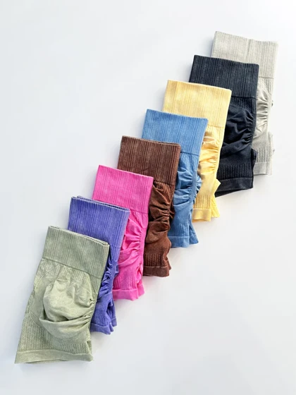 شورتک ورزشی سیملس پشت چروک سنگ شور