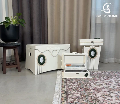 سرویس باکس خیاطی و صندوقچه 4 تکه طرح راه راه