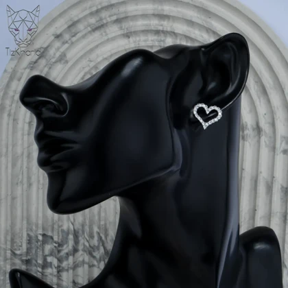 گوشواره قلب نگین‌دار ژوپینگ