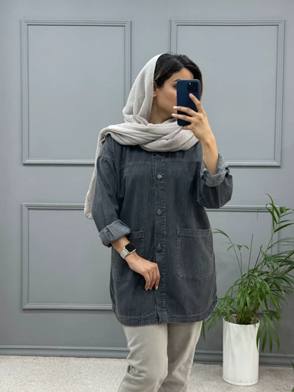 مانتو جین جیب پایین