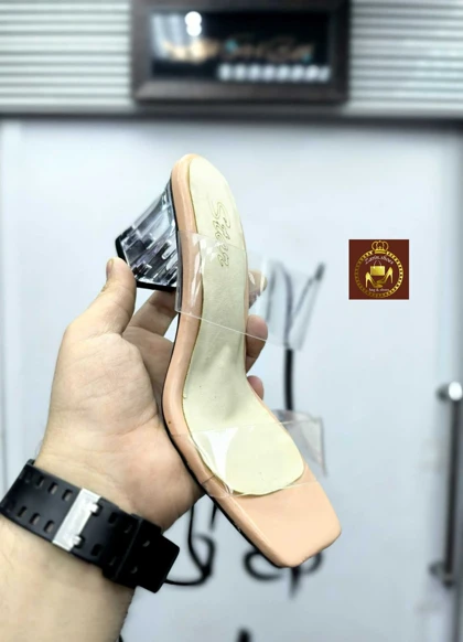صندل طلقی زنانه پاشنه 5 سانت شیشه ای