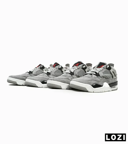 کفش کتانی ساق‌دار مردانه طوسی سفید Nike air jordan 4