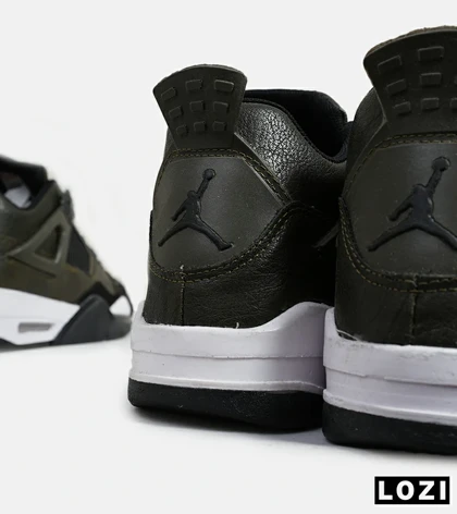 کتانی ساق‌دار زنانه و مردانه سبز زیتونی Nike air jordan 4 مدل 6019