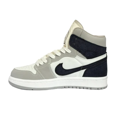کتانی اسپرت مردانه مدل نایک ایرجردن1 ساق‌دار Nike Air jordan1 رنگ سفید طوسی کد 51489
