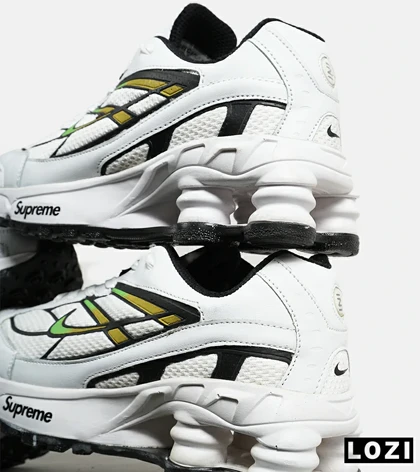 کفش کتانی مردانه سفید سبز نایک NIKE x SUPREME shox ride 2 مدل 7057