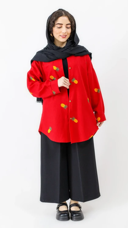 مانتو آناناسی دکمه دار قد 80