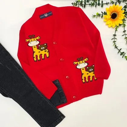 ژاکت بافت بچه گانه مدل زرافه