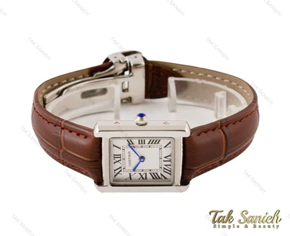 ساعت کارتیر زنانه بند چرمی تانک کوچک Cartier-3523-S-L