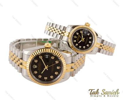 ساعت رولکس ست طلایی سیلور صفحه مشکی Rolex-3632-S