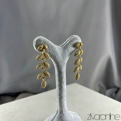 گوشواره زنانه مجلسی طرح گندم تمام نگین 20409