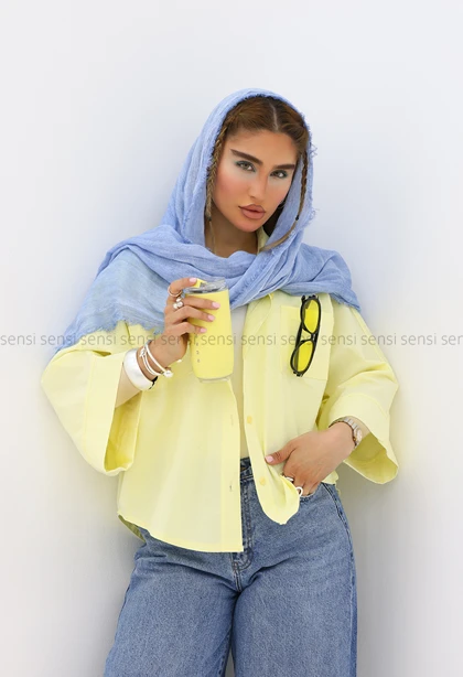 شومیز لینن باکسی کیمونو کد1006056