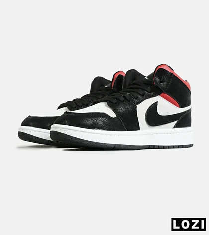 کفش کتانی ساق‌دار مردانه و زنانه مشکی سفید قرمز NIKE jordan 1 مدل 7697