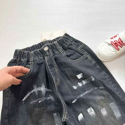 شلوار جین زغالی مدل رنگی مام استایل اورجینال