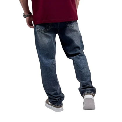 شلوار جین بگ مردانه آبی حاله دار کد 9