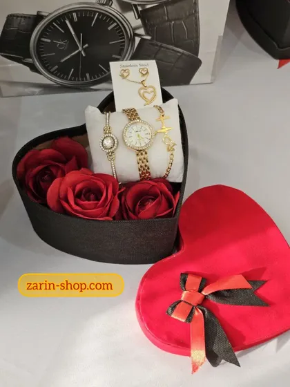 باکس گل ساعت و نیمست ودستبند زنانه