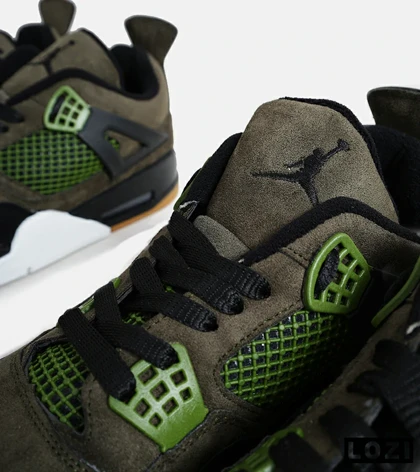کتانی ساق‌دار بزرگ پا سبز مشکی Nike air jordan 4