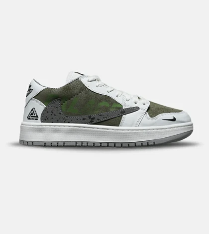 کفش کتانی مردانه و زنانه سفید طوسی سبز NIKE travis scott مدل 8317