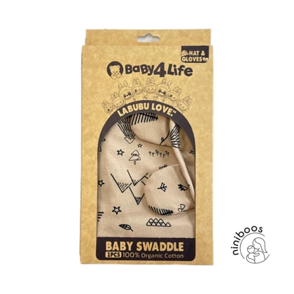 ست قنداق، کلاه و دستکش نوزاد سری لبوبو بیبی فورلایف Baby4life