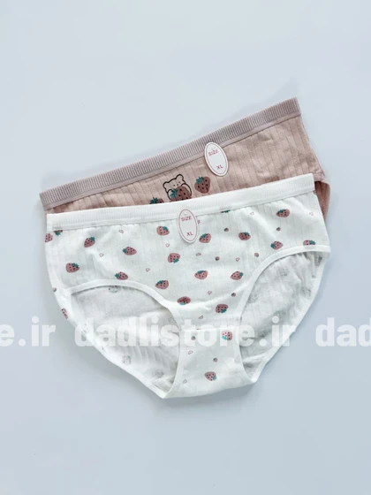 شورت اسلیپ نخ پنبه عروسکی طرح خرس و توت فرنگی