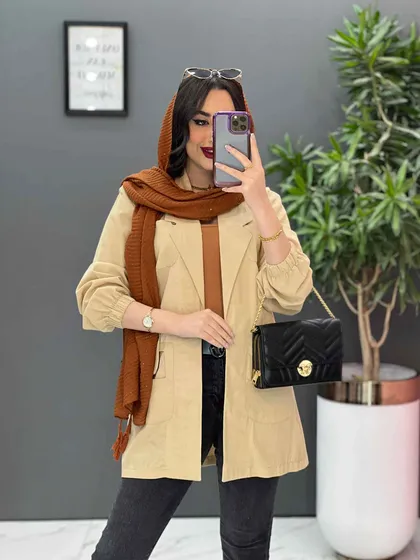 مانتو لینن پشت گت چهار جیب