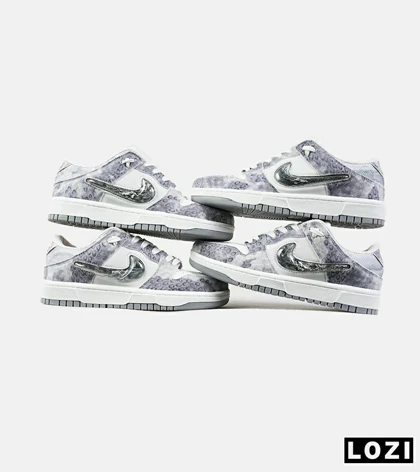 کفش کتانی مردانه و زنانه سفید زغالی NIKE dunk low steam puppet